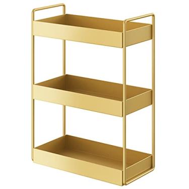 Imagem de Prateleira de cosméticos de ferro, suporte para penteadeira, prateleiras de mesa de banheiro, caixa de armazenamento de bancada de cozinha (cor: ouro, tamanho: 30 * 15 * 31 cm) (ouro 30 * 15 * 42 cm)