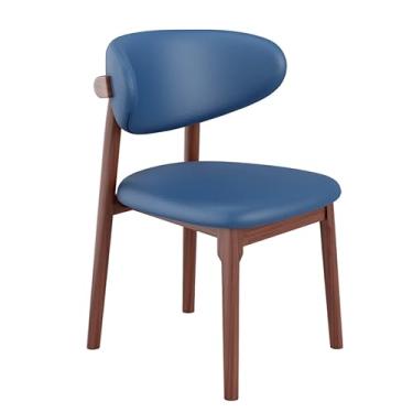 Imagem de AkosOL Cadeiras de couro sintético, cadeira de jantar, madeira de borracha, cadeira de sala de jantar, cadeira de cozinha, sem braços, cadeira de café de restaurante, suporte de encosto médio, cadeira