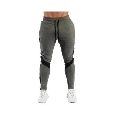 Imagem de Calças Jogger Masculinas Pretas Justas, Roupas Casuais De Fitness, Cal