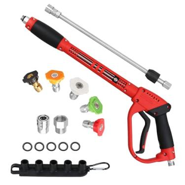 Imagem de CHAVOR Pistola de lavadora de pressão com varinha de substituição de extensão, pistola de lavadora elétrica, encaixe M22, 5 pontas de bocal, 5000 PSI, 47 polegadas