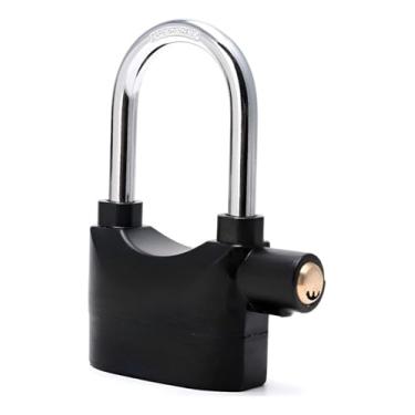 Imagem de Cadeado de Segurança com Alarme Sonoro, 110dB, Liga de Alumínio e Aço, 13x9.5x3cm, Sensor de Movimento, 3 Chaves, Bateria LR44, para Portões, Motos e Bicicletas