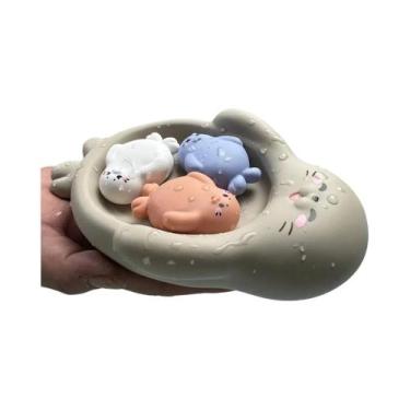 Imagem de Brinquedos De Banho Para Bebês, Animais Flutuantes, Lontra, Hipopótamo