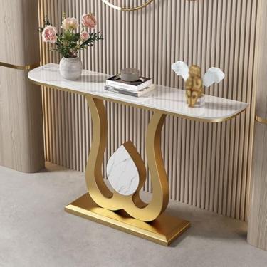 Imagem de Decoração moderna, mesa de console, mesa de entrada, mesa de corredor, mesas de console para entrada, mesa de hall de entrada industrial, para sala de estar, corredor, escritório (ouro A, 120 cm)