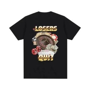 Imagem de Camiseta Gráfica Vintage Feminina Com Estampa De Meme 'Quit Gambling',