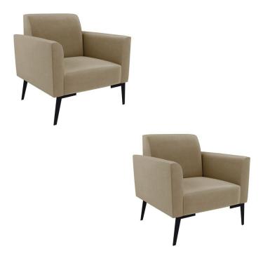 Imagem de Kit 2 Poltronas Pés Villach Marisa Suede D03 - D\'rossi Cor Marrom Rato