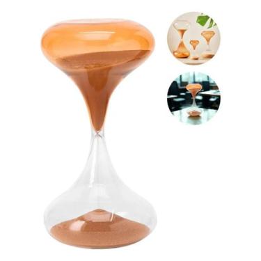 Imagem de Ampulheta Decorativa Adorno Sala Escritório Em Vidro Grande Caramelo 3