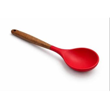 Imagem de Colher de Arroz Silicone com Cabo de Bambu  Utensílio Resistente Para 