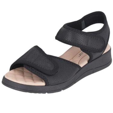 Imagem de Sandália Feminina Anabela Esporão Casual Conforto Piccadilly, Preto, 3