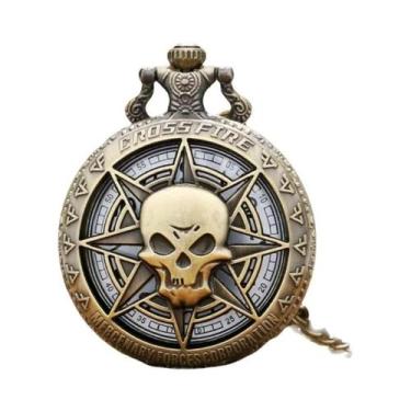 Imagem de Relógio de bolso masculino retrô Ghost Head Skeleton  uma peça atempor
