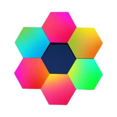 Imagem de Luminária De Parede Hexagonal RGB Com Mudança De Cor, Controle Por APP