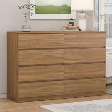 Imagem de Cômoda Sintra 8 Gavetas Amêndola Touch - Demóbile - Demobile, Marrom