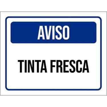 Imagem de Kit 10 Placas Sinalização - Aviso Tinta Fresca Azul - Sinalizo