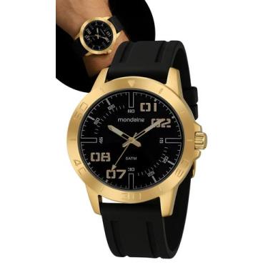 Imagem de Relógio Mondaine Masculino Dourado Original Prova Dágua Preto Com Dour