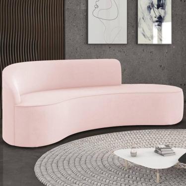 Imagem de Sofá 4 Lugares para Sala 220cm Orgânico Wendi Suede Rosa Bebê I01  - Mpozenato