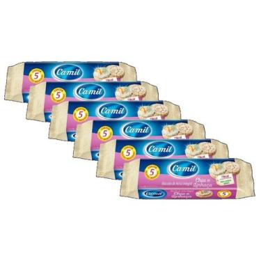 Imagem de 6 biscoito salgado arroz camil chia e linhaca integral 90g