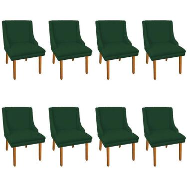 Imagem de Kit 8 Cadeiras de Jantar Suede Verde Pés Palito