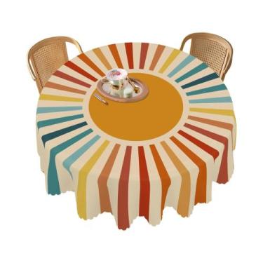 Imagem de Toalha De Mesa Colorida Com Padrão De Sol, Estilo Boêmio Marroquino Re