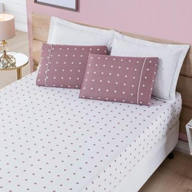 Imagem de Jogo de Cama Queen Petit Poá 200 Fios Toque Macio 03 Peças Rose - BIA 