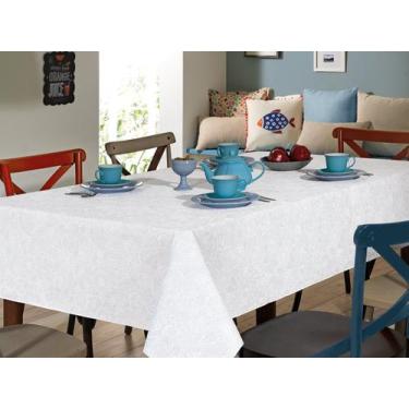 Imagem de Toalha De Mesa Limpa Fácil Dohler Retangular 6 Lugares Edite, Branco, 