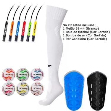 Imagem de Kit Meião Penalty 39 - 44 Bola Poker Futebol Bomba Caneleira cor:;Tamanho:39 a 44-Masculino
