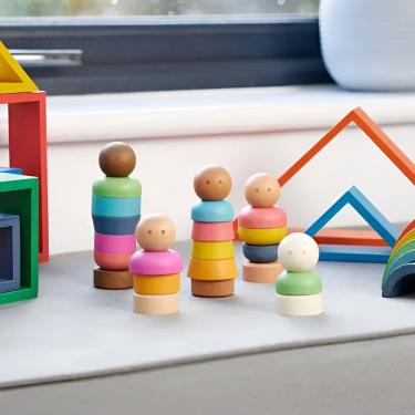 Imagem de Brinquedo Infantil Educativo De Madeira Super Família Tooky Toy Com Peças De Rosquear