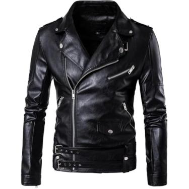 Imagem de Jaqueta de couro clássica de estilo da polícia clássica masculina Black Economy Biker Capital de couro Motocicleta Jaquetas de motocicleta, branca, 4xl