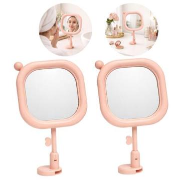 Imagem de 2 Espelhos de Parede Regulável Articulado com Adesivo - Saz, Rosa