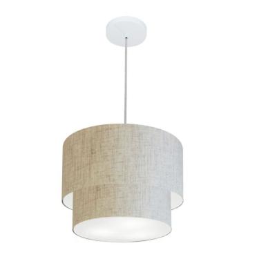Imagem de Lustre Pendente Duplo Cilíndrico Md-4161 para Áreas Internas com Cúpula em Tecido Bivolt Rustico-bege Vivare Brasil