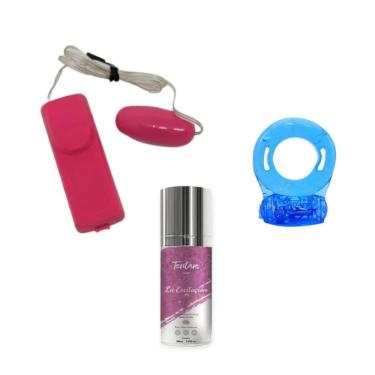 Imagem de Kit Cápsula Multivelocidades Anel Peniano com Vibração e Excitante I Hot La Excitación em ABS Transparente Love Toys