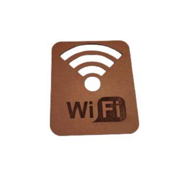 Imagem de Placa Decorativa Placa Wi-fi M3 Natural [F031] para Decorar Ambientes com Acabamento a...