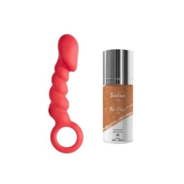 Imagem de Kit Plug Anal com Gel Plug Escalonado + Gel Facilitador no Pain em Silicone Macio 15CM...