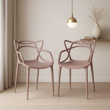 Imagem de Kit 2 Cadeiras Allegra Estrutura em Plástico Fendi para Jantar Cozinha Varanda Pub Empilhável