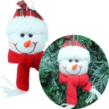 Imagem de Enfeite Pendente de Natal Boneco de Neve 20CM Kit com 12 Unidades Branco Outras Marcas