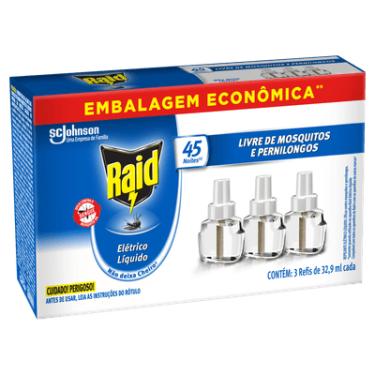 Imagem de Repelente Elétrico Líquido Refil Raid 45 Noites 32,9ml Contra Dengue