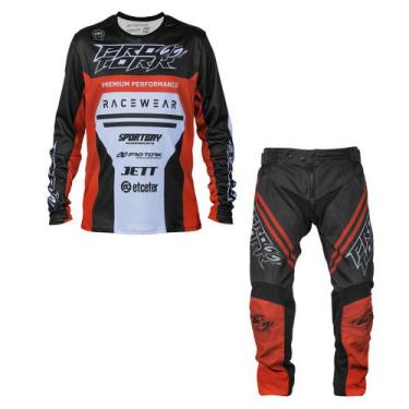 Imagem de Kit Motocross Infantil Pro Tork Brave Camisa + Calça, VERMELHO, 12 - 1