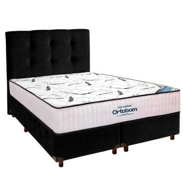 Imagem de Cama Box Com Colchão Queen High Foam Ortobom + Cabeceira Preto