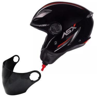Imagem de Capacete Masculino Asx Aberto City Air Preto Brilho +Viseira, Preto Br
