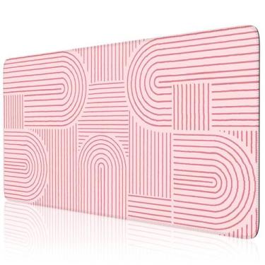 Imagem de Mouse pad iCasso Rosa para escritorio 90x40 cm grande antideslizante