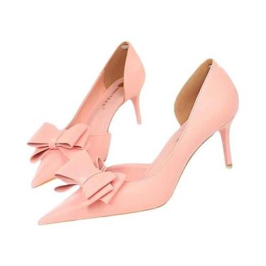 Imagem de Sapatos De Salto Alto Femininos Com Laço Fofo 7,5cm 10cm Estilo Corean