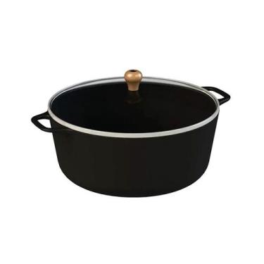 Imagem de Caçarola Gourmet Ferro Fundido Alça Ferro Tampa Vidro 26cm - Libaneza