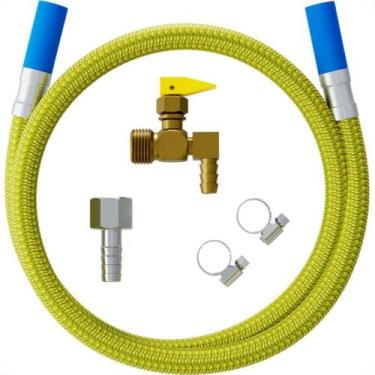 Imagem de Kit Para Instalação De Gas Cooktop Flexivel Com Ponta Azul E Registro 