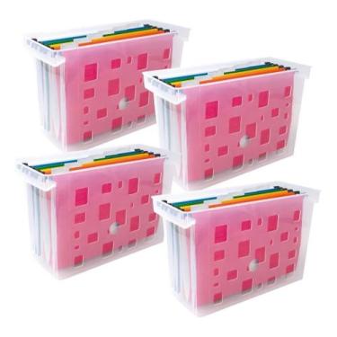 Imagem de Kit 4 Arquivo Organização de Documentos Com 6 Pastas Suspensas Colorid