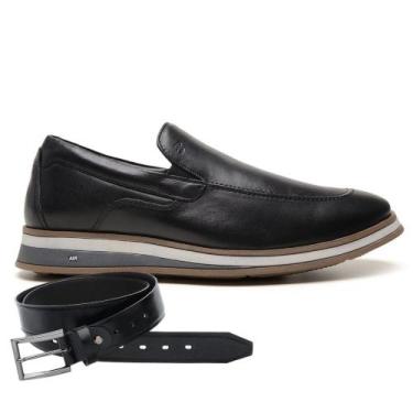 Imagem de Sapato Jota Pe Casual Preto em Couro Air Leeds + Cinto 85400, 42