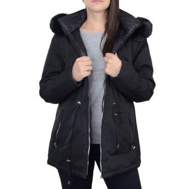Imagem de Jaqueta Feminina Facinelli By Mooncity Parka Dupla Face Preta - 690108