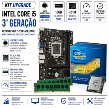 Imagem de Conjunto Kit Gamer Core I5 + Placa Mãe H61 + 16gb de Memória - Option 