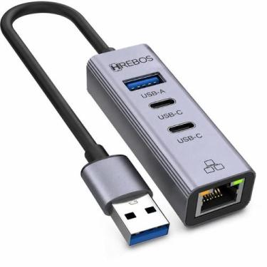 Imagem de Hub USB Multifuncional RJ45 Ethernet FlowHub AD-262 Hrebos USB 3.0 Ada