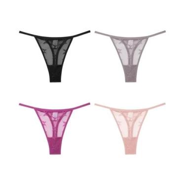 Imagem de Conjunto De 4 Tangas De Renda De Cintura Baixa Confortáveis, Calcinhas
