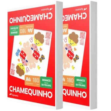 Imagem de Papel Branco 180g 60kg Pacote com 50 Folhas para Artesanato e Impressã