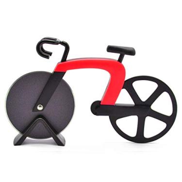Imagem de YITAQI Cortador de pizza de bicicleta, cortador de massa de aço inoxidável para bolo e bicicleta (vermelho)