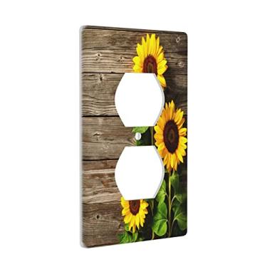 Imagem de Groamaup Placa de interruptor de tomada outono girassóis floral padrão interruptor de luz painel decorativo